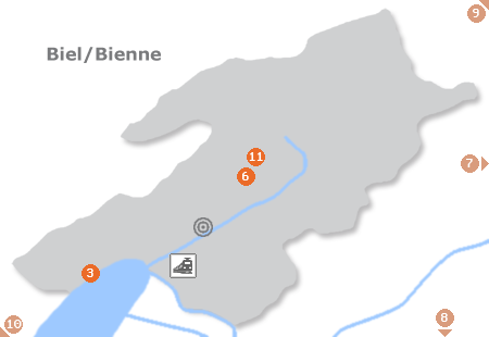 Karte mit Pensionen und anderen Unterkünften in Biel / Bienne