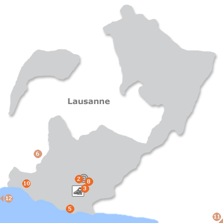 Karte mit Pensionen und anderen Unterkünften in Lausanne